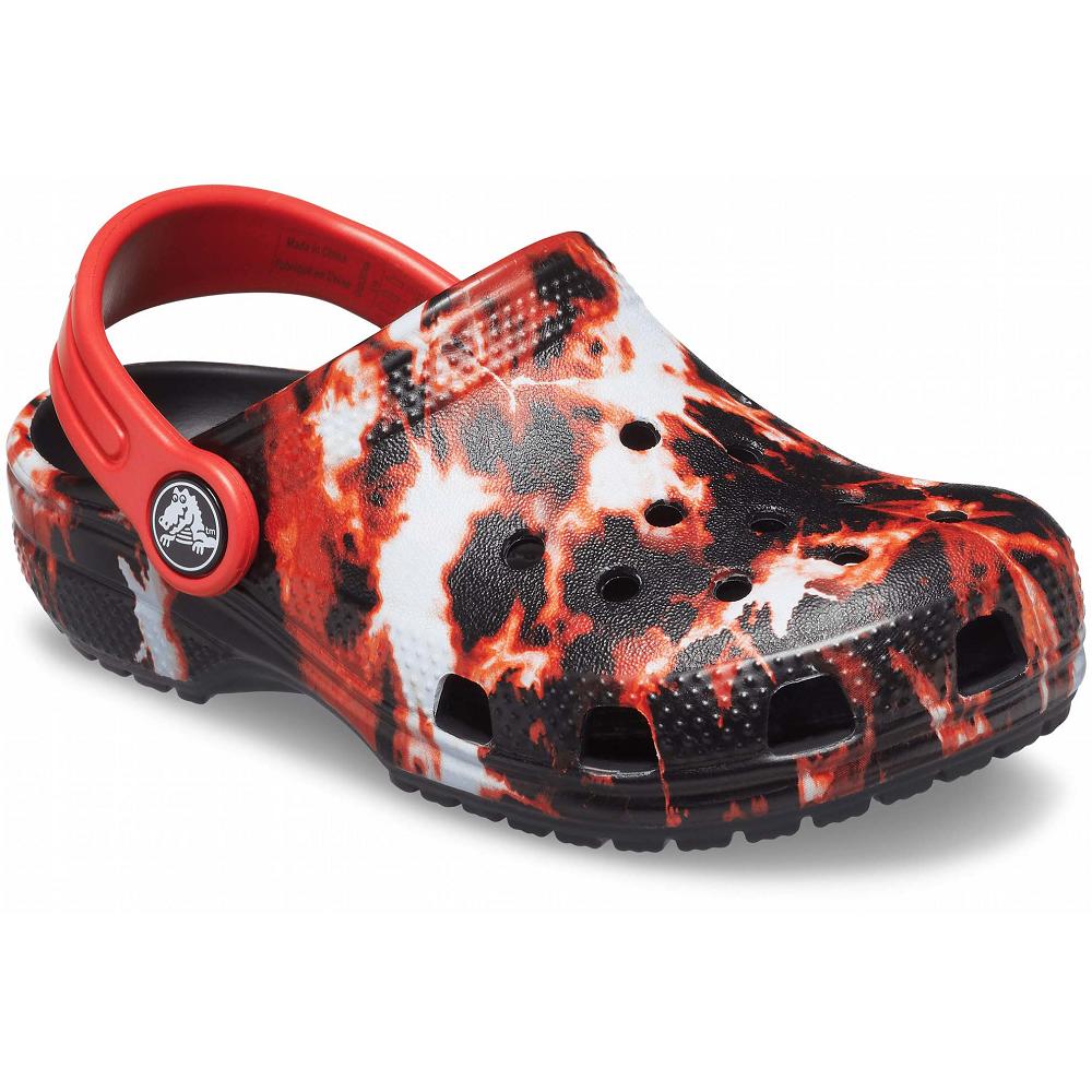 Red / Black Boys' Crocs Classic Bleach Dye Clogs | NZ 1347XYUF